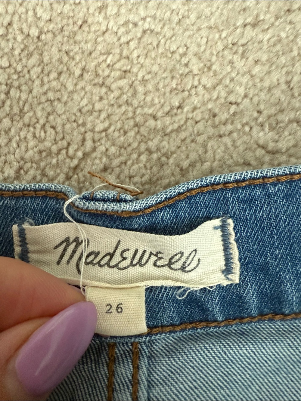 Madewell High-Rise Frayed Hem Denim Shorts - Blue- size 26 - Picture 3 of 4